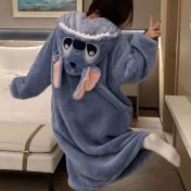 Lilo And Stitch Ladies' Men's Pajamas Hoodie Blanket Nightgown + Trousers Set