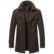 Men's Business Woolen Coat Fashion Double Collar Mid-length Jacket