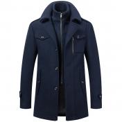Men's Business Woolen Coat Fashion Double Collar Mid-length Jacket