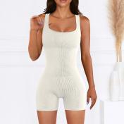 Yoga Jumpsuit With Backless Cinchers Romper