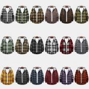 Men's Loose Fit Hooded Flannel Long Sleeve Plaid Shirt