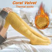 Winter Warm Thigh High Coral Fleece Stockings