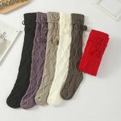 Braided Bowknot Decor Warm Stockings 