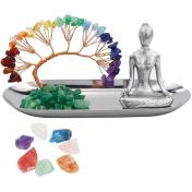 7 Chakra Crystal Tree Healing Stones and Yoga Statues