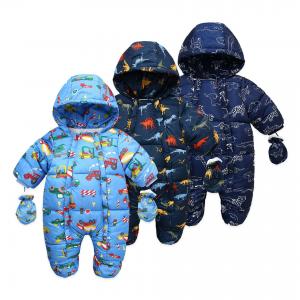 Baby Winter Hooded Romper Snowsuit with Gloves Booties