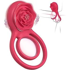 Vibrating Cock Ring with Rose Clitoral Stimulator