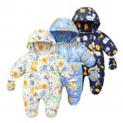 Baby Winter Hooded Romper Snowsuit with Gloves Booties