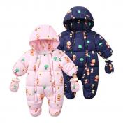 Baby Winter Hooded Romper Snowsuit with Gloves Booties