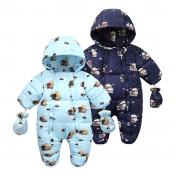 Baby Winter Hooded Romper Snowsuit with Gloves Booties