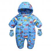 Baby Winter Hooded Romper Snowsuit with Gloves Booties