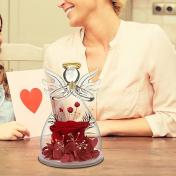 Preserved Flower Rose Gifts in Glass Angel Figurines