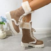 Retro Womens Mid Calf With Fur Booties