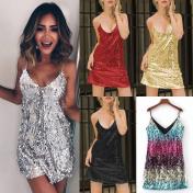 Women's Christmas Costume Party Mini Sparkly Sequin Dresses