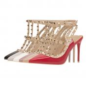 Womens Studded Shoes Pointed Toe Ankle Strappy Pumps High Heels Rivet Sandals