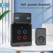 Self Powered 58 Ring Tones Waterproof Wireless Doorbell