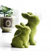 Artificial Plant Green Flocking Bunny
