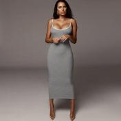 Women Sling Low Cut Knitted Skinny Bodycon Maxi Dress