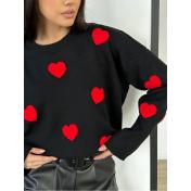 Red Love Embroidery Women' Knitting Sweaters