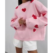 Red Love Embroidery Women' Knitting Sweaters