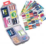 1Pack Travel Pill Organizer & 147 Medicine Name Stickers