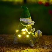 Outdoor Gnome Statue Sculptures with Solar Lights