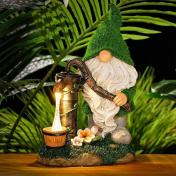Flocked Garden Gnome Decorations with Solar Lights