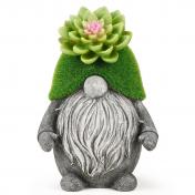 Resin Solar Gnomes Succulent Statues with Solar Lights