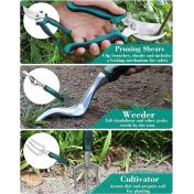11 Piece Aluminum Alloy Hand Tool Starter Kit with Garden Bag