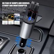 120W Car Charger Dual Port Retractable Cable