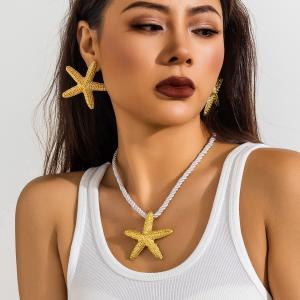 OVERSIZED STARFISH DETAIL EARRINGS & Necklace Set