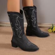 Vintage Chunky Heel Slip-On Cowgirl Western Boots
