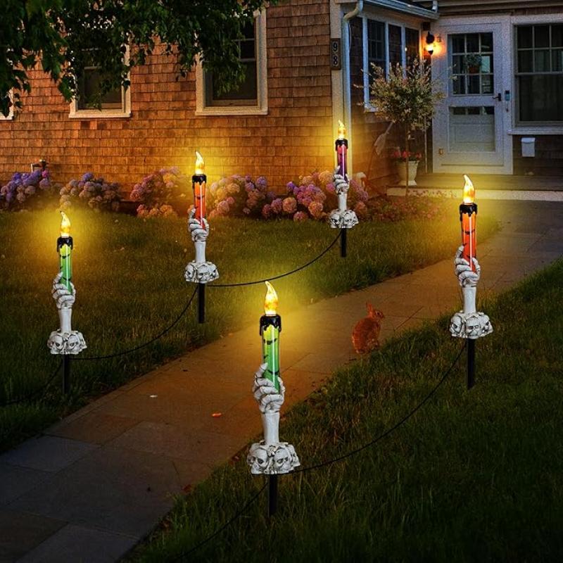 Solar LED Skull Garden Lawn Yard Pathway Landscape Lights