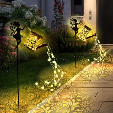 Outdoor Decor Solar Watering Can with Cascading Lights