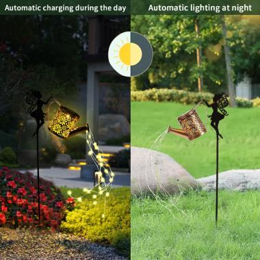 Outdoor Decor Solar Watering Can with Cascading Lights