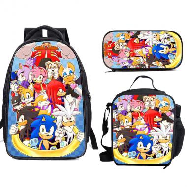 Sonic Inspired 3PCS Backpack Set