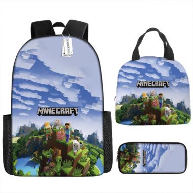 Minecraft Inspired 3PCS Backpack Set