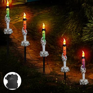 Solar LED Skull Garden Lawn Yard Pathway Landscape Lights