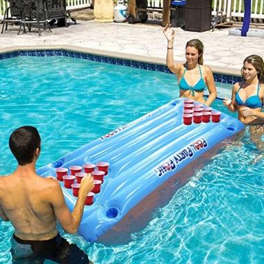 Inflatable Air Mattress Bed Beer Pong Game Pool Table