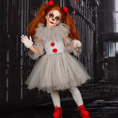 Kids Girl Scary Clown Costume