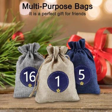 24 Pcs Drawstring Natural Burlap Bag Jute Gift Bags