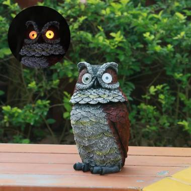 Owl Night Light Sculpture Garden Solar Lights Decoration