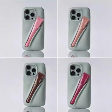 Funny Women Girls Lipstick Lip Glaze Protection Phone Case for iPhone