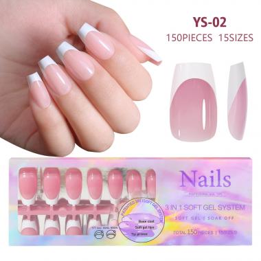 150Pcs White French Tip Press on Fake Nails