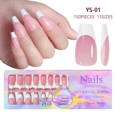 150Pcs White French Tip Press on Fake Nails