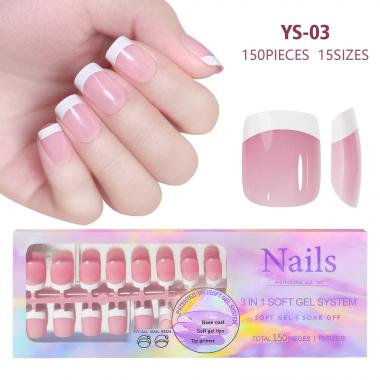 150Pcs White French Tip Press on Fake Nails
