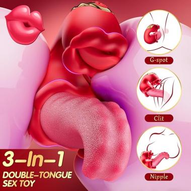 4 in 1 Tongue Thrusting Vibrators Dildo Rose Sex Toy