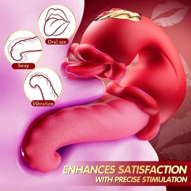 4 in 1 Tongue Thrusting Vibrators Dildo Rose Sex Toy