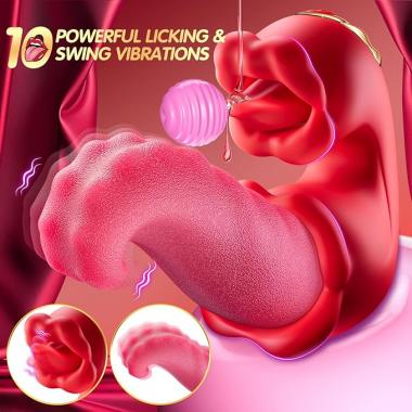 4 in 1 Tongue Thrusting Vibrators Dildo Rose Sex Toy