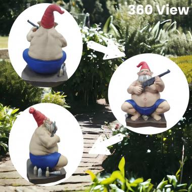Fierce Mafia Gnome with Gun Creative Resin Carved Ornament