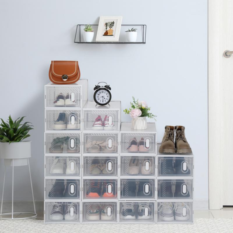 Shoe Storage Boxes 18 Pack Clear Plastic Stackable